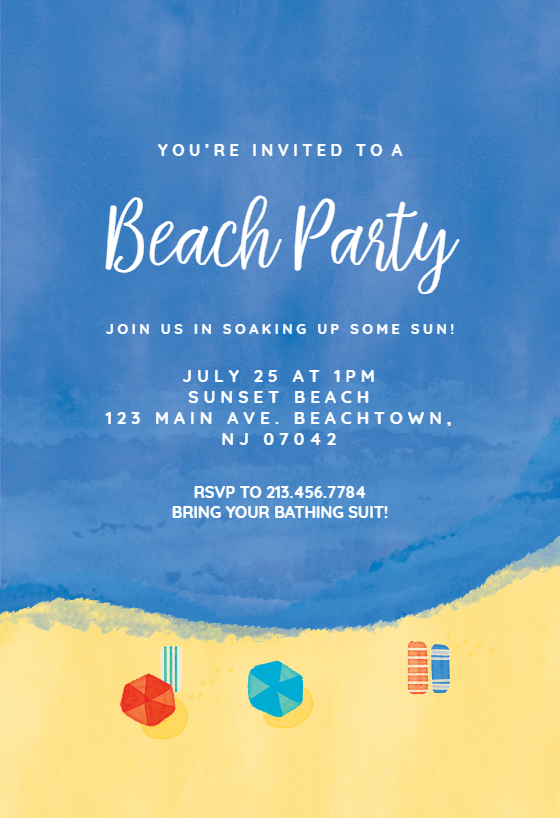 Beach Party Invitation Templates (Free) Greetings Island